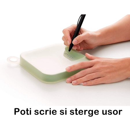 Caserola pentru sandwich , din silicon si polipropilena, portabil, usor de curatat, capac anti-scurgere, reutilizabil, 15.5 x 15.5 x 2.5 cm, verde [3]