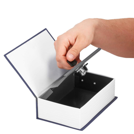 Caseta de valori, cutie metalica cu cheie, portabila, tip carte, Dictionar, albastru, 18x11.5x5.5 cm [14]