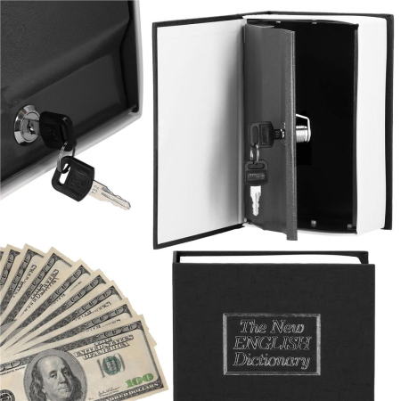 Caseta de valori, cutie metalica cu cheie, portabila, tip carte, Dictionar, negru, 24x15.5x5.5 cm [19]