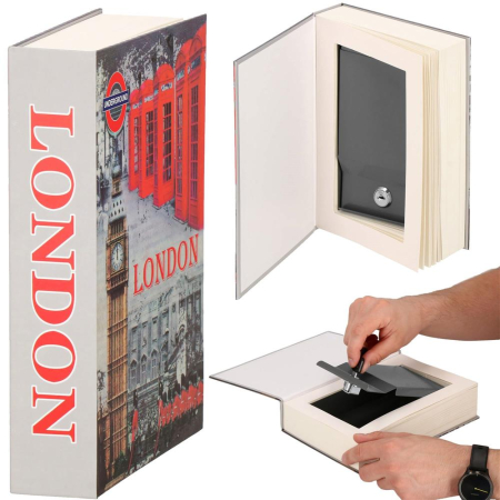 Caseta de valori, cutie metalica cu cheie, portabila, tip carte, London, 22x15.5x4.5 cm [13]