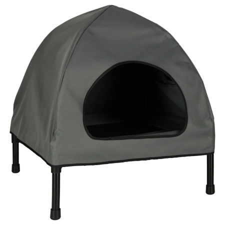 PET SHOP - Casuta cu pat pentru caini si pisici, cu acoperis detasabil si baza ventilata, 54x44x60 cm, negru