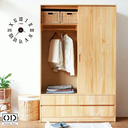 ceas perete 3d, ceas autoadeziv perete, ceas decorativ modern, ceas silentios fara ticait, ceas negru cu cifre Romane sau Arabe (3-6-9-12), ceas de perete design modern, ceas quartz perete, [2]