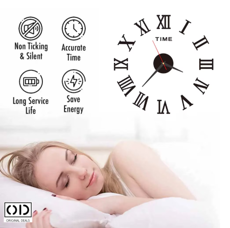 ceas perete 3d, ceas autoadeziv perete, ceas decorativ modern, ceas silentios fara ticait, ceas negru cu cifre Romane sau Arabe (3-6-9-12), ceas de perete design modern, ceas quartz perete, [0]