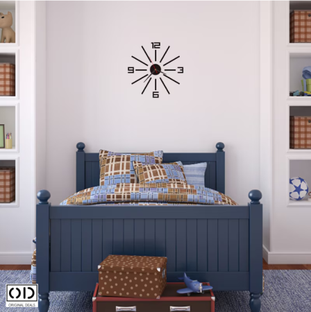 ceas perete 3d, ceas autoadeziv perete, ceas decorativ modern, ceas silentios fara ticait, ceas negru cu cifre Romane sau Arabe (3-6-9-12), ceas de perete design modern, ceas quartz perete, [4]