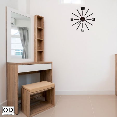 ceas perete 3d, ceas autoadeziv perete, ceas decorativ modern, ceas silentios fara ticait, ceas negru cu cifre Romane sau Arabe (3-6-9-12), ceas de perete design modern, ceas quartz perete, [9]