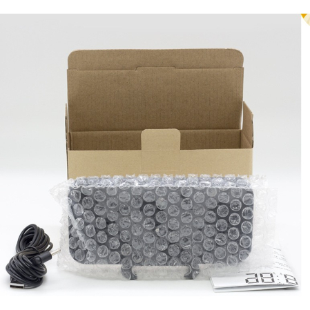 Ceas digital cu LED, , multifunctional, afisaj digital, alarma, 2 porturi USB de iesire, ecran tip oglinda, modern, 15.8 cm, alb [8]