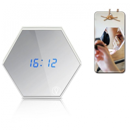 Ceas Digital cu Oglinda, Alarma, Termometru, Lumina de Veghe si Touch Screen [7]