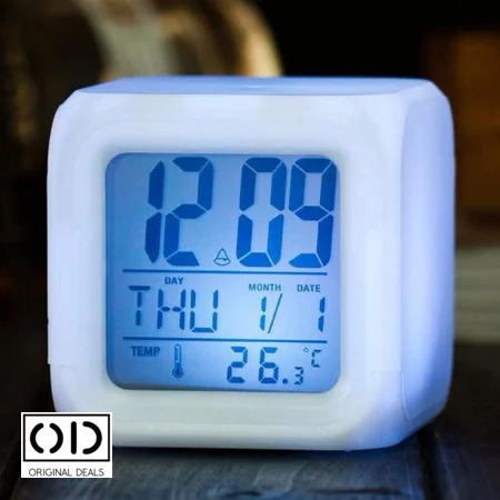 Ceas Digital Multifuntional cu Termometru, Alarma si Iluminare LED, 8 cm [6]
