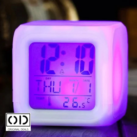Ceas Digital Multifuntional cu Termometru, Alarma si Iluminare LED, 8 cm [5]