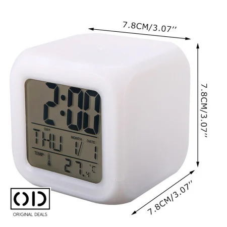 Ceas Digital Multifuntional cu Termometru, Alarma si Iluminare LED, 8 cm [9]