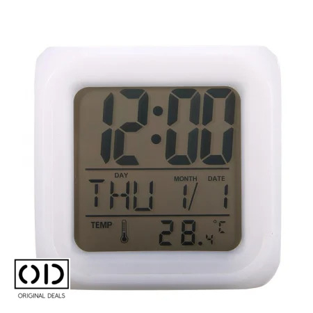 Ceas Digital Multifuntional cu Termometru, Alarma si Iluminare LED, 8 cm [12]