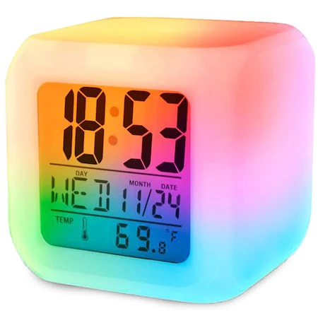 Ceas Digital Multifuntional cu Termometru, Alarma si Iluminare LED, 8 cm