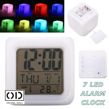 Ceas Digital Multifuntional cu Termometru, Alarma si Iluminare LED, 8 cm [4]