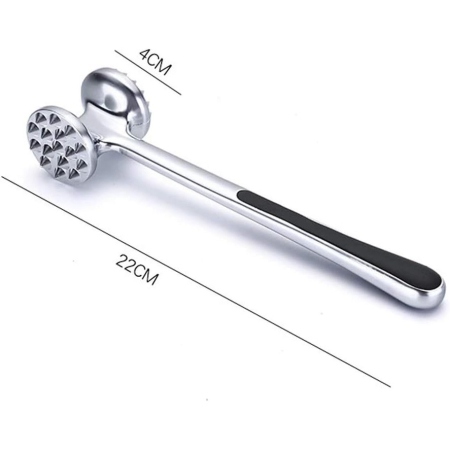 Ciocan pentru snitele si carne , din aliaj de zinc, maner antialunecare, doua capete, 22 cm, argintiu [4]