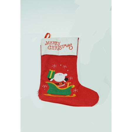 Ciorap Cadouri,,cu model Mos Craciun, rosu, marimea 19x38 cm, textil, interior [3]
