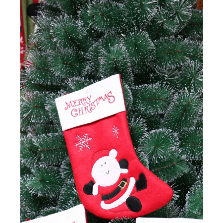 Ciorap Cadouri, ,cu model Mos Craciun, rosu, marimea 20x40 cm, textil, interior [4]