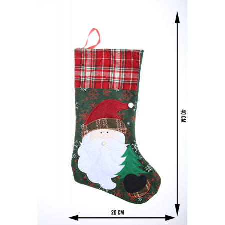 Ciorap Cadouri, ,cu model Mos Craciun,verde, marimea 20x40 cm, textil, interior [4]