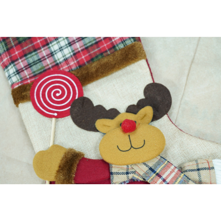 Ciorap Cadouri,,cu model ren,crem, marimea 20x40 cm, textil, interior [1]