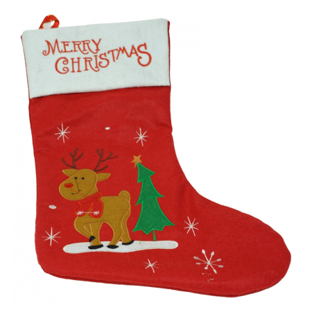 ✨TOATE PRODUSELE✨ - Ciorap Cadouri,,cu model ren,rosu, marimea 19x38 cm, textil, interior