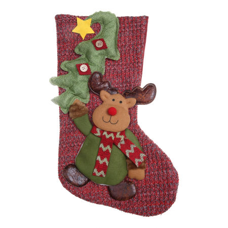 ✨TOATE PRODUSELE✨ - Ciorap Cadouri, , cu model ren, rosu, marimea 20x45 cm, textil, interior