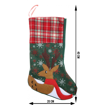 Ciorap Cadouri, ,cu model ren, verde, marimea 20x40 cm, textil, interior [4]