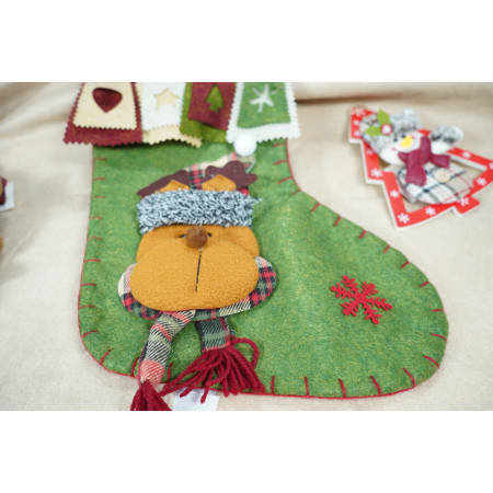 Ciorap Cadouri, ,cu model ren,verde, marimea 20x40 cm, textil, interior [2]