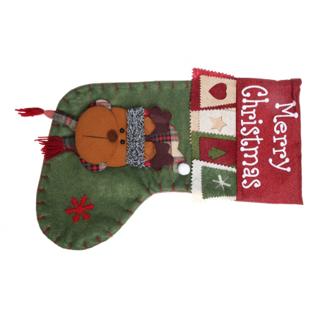 ✨TOATE PRODUSELE✨ - Ciorap Cadouri, ,cu model ren,verde, marimea 20x40 cm, textil, interior