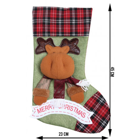 Ciorap Cadouri, ,cu model ren,verde, marimea 23x45 cm, textil, interior [5]