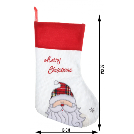 Ciorap Cadouri, culoare alba, imprimeu Mos Craciun, marimea 16x30 cm,  [4]