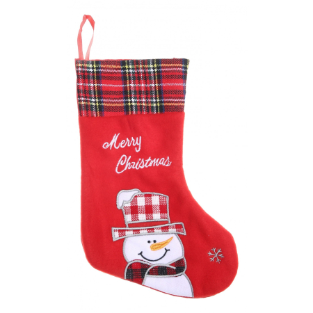 ✨TOATE PRODUSELE✨ - Ciorap Cadouri, culoare rosie, imprimeu om de zapada,marimea 15x30 cm, 