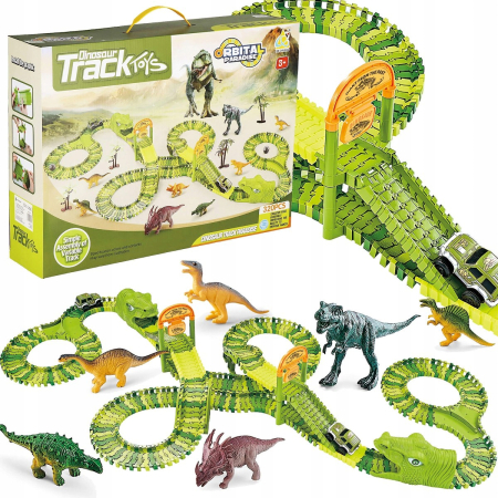 Disponibil livrare locker S - Circuit masinute Dinosaur Park, cu 320 de piese, pista configurabila