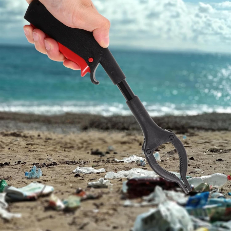 Cleste pentru Colectarea Deseurilor, , din Metal si Plastic, 30 cm, Fara Maini Murdare, Negru/Rosu [5]