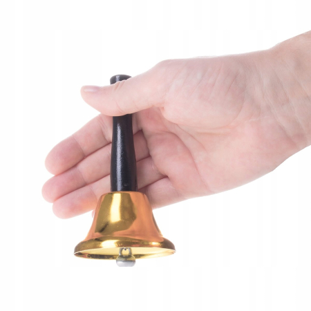 Clopotel auriu din metal, cu maner din lemn, 12cm [2]