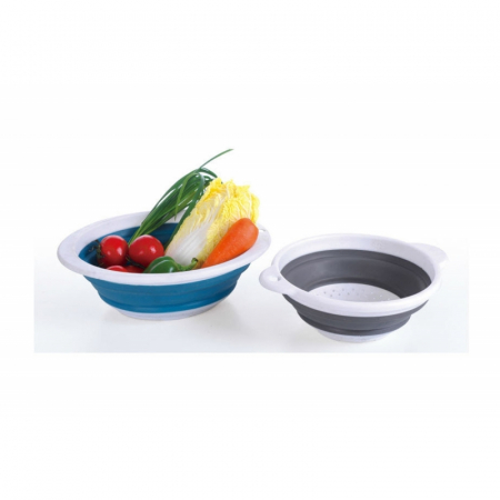 Bol cu Strecuratoare Pliabil 2in1 pentru Spalat Fructe, Legume, Salata si Paste, din PVC si Silicon Profesional [4]