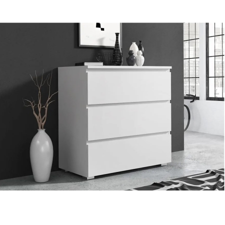 Comoda cu 3 sertare NEO 80, 80x40x80 cm, finisaj alb mat [1]