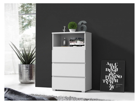 Comoda cu 3 sertare si raft deschis Neo 03, 65x37x106 cm, finisaj mat, alb [1]