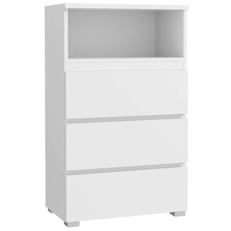 Casă - Comoda cu 3 sertare si raft deschis Neo 03, 65x37x106 cm, finisaj mat, alb