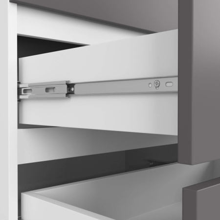 Comoda cu 6 sertare, PAL laminat, 138x40x77 cm, alb si gri grafit [5]