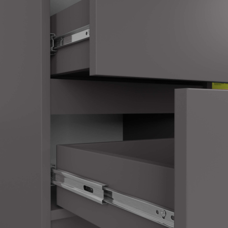 Comoda JERRY cu 3 sertare si dulap cu rafturi, PAL laminat, 80x35x77 cm, gri grafit [4]