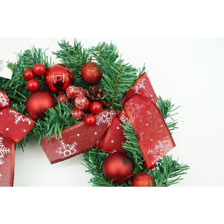 Coronita de Craciun pentru usa, Rosu/Verde, 35 cm, PVC, Artificiala, Decorata, Interior/Exterior,  [1]