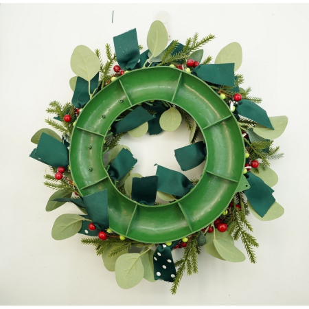 Coronita de Craciun pentru usa, Rosu-Verde, 40 cm, PVC, Artificiala, Decorata, Interior/Exterior,  [9]