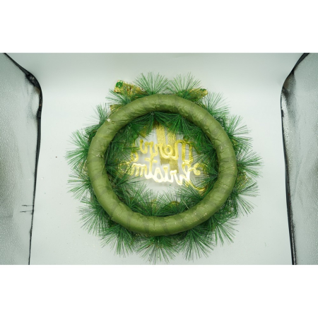 Coronita de Craciun pentru usa, Verde/Auriu, 40 cm, PVC, Artificiala, Decorata, Interior/Exterior,  [9]