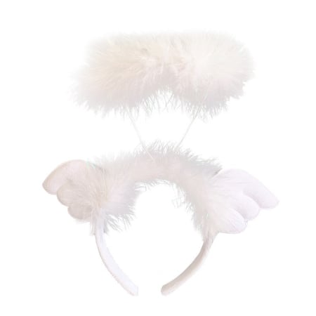 ✨TOATE PRODUSELE✨ - Coronita de Ingeras pentru Copii, , Bentita cu Aura, Marime Universala, Alb