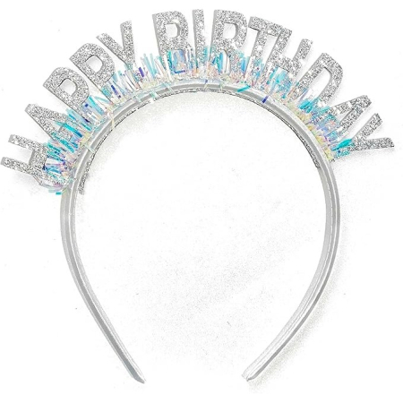 Coronita Decorativa pentru Petreceri, , Tema Aniversare, Model Happy Birthday, Marime Universala, Argintiu [4]