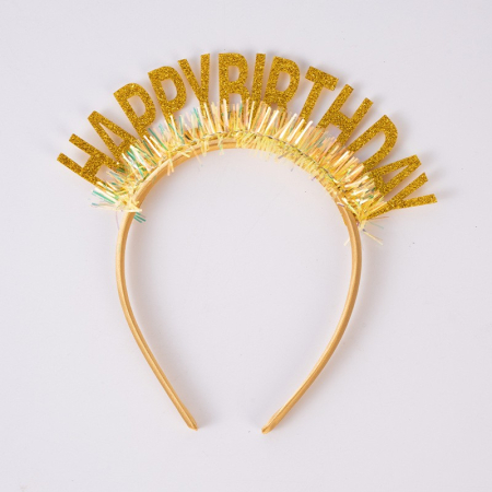 Coronita Decorativa pentru Petreceri, , Tema Aniversare, Model Happy Birthday, Marime Universala, Auriu [2]