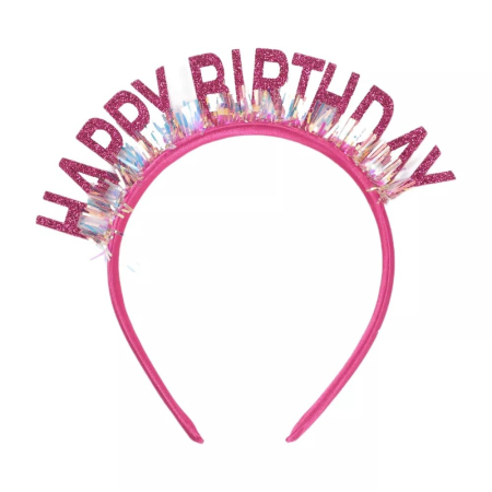 ✨TOATE PRODUSELE✨ - Coronita Decorativa pentru Petreceri, , Tema Aniversare, Model Happy Birthday, Marime Universala, Roz