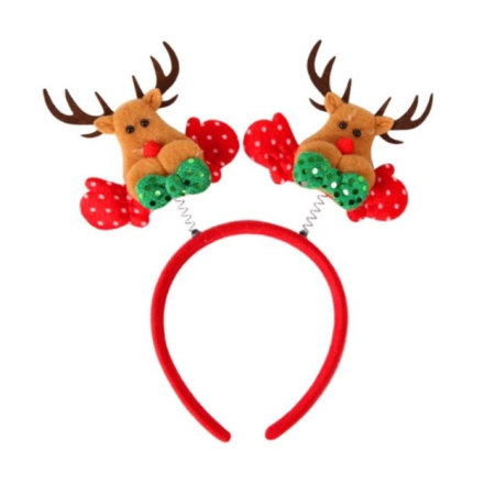 ✨TOATE PRODUSELE✨ - Coronita Decorativa, , Tema Craciun, 12 x 25 cm, Model Reni cu Coarne, Marime Universala, Rosu/Maro