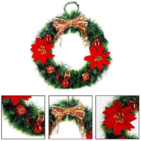 Coronita pentru Craciun, 35 cm, din brad artificial, cu decoratiuni, verde [9]