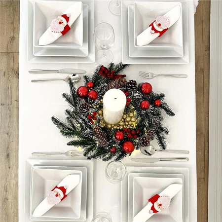 Coronita pentru Craciun, 50 cm, din brad artificial 3D, cu conuri, verde [9]