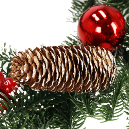 Coronita pentru Craciun, 50 cm, din brad artificial 3D, cu conuri, verde [1]